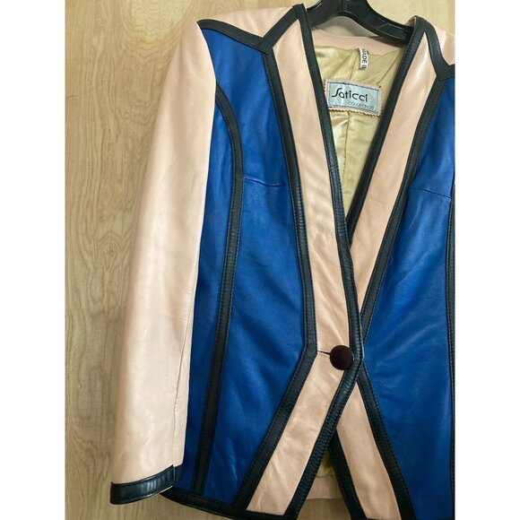 Vintage 1980s Saticci Collection Women's Leather Jacket & Skirt Set Size 4 - Picture 12 of 16